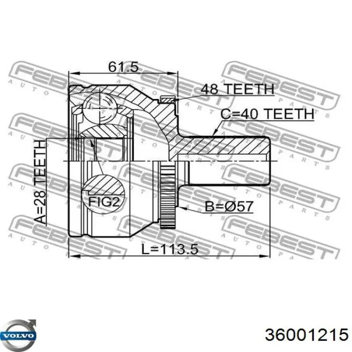 Semieje delantero izquierdo Volvo 36001215 precio, desde 225,32 EUR