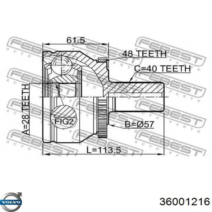 Semieje delantero izquierdo Volvo 36001216 precio, desde 178,80 EUR