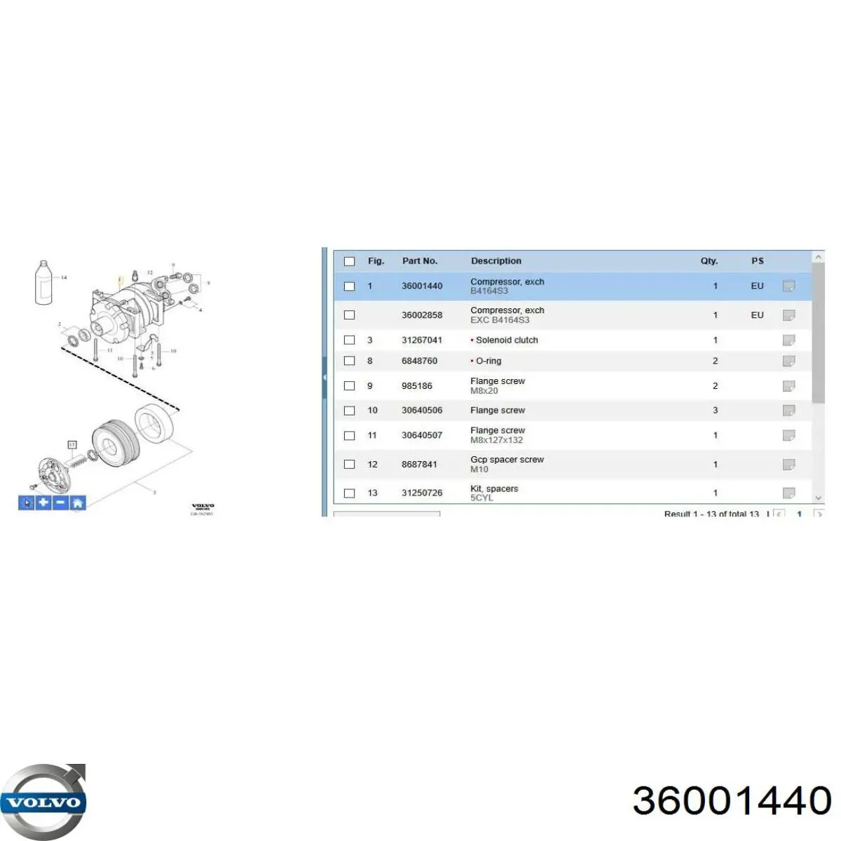 36001440 Volvo Compresor climatizador