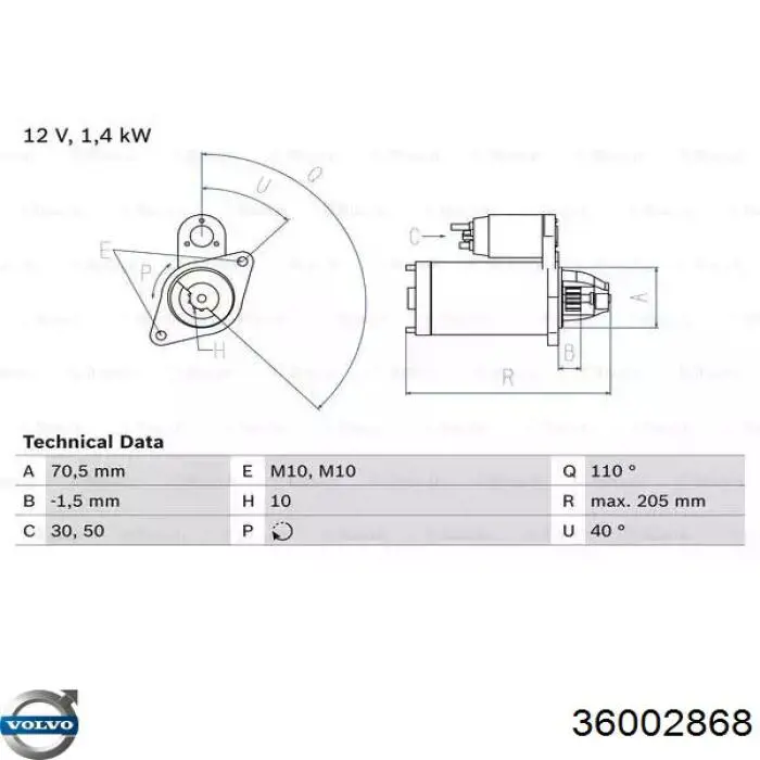 36002868 Volvo motor de arranque