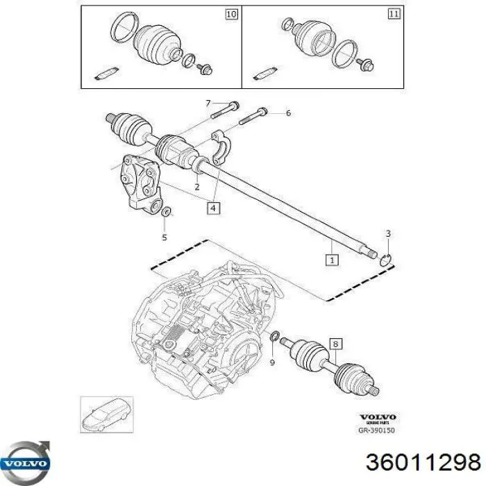 Semieje delantero derecho Volvo 36011298 precio, desde 133,58 EUR