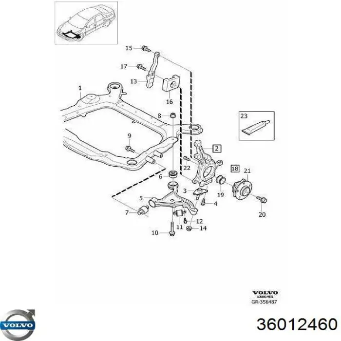 36012460 Volvo barra oscilante, suspensión de ruedas delantera, inferior derecha