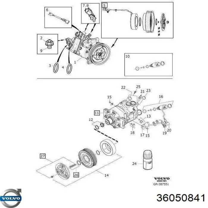 36050841 Volvo compresor de aire acondicionado