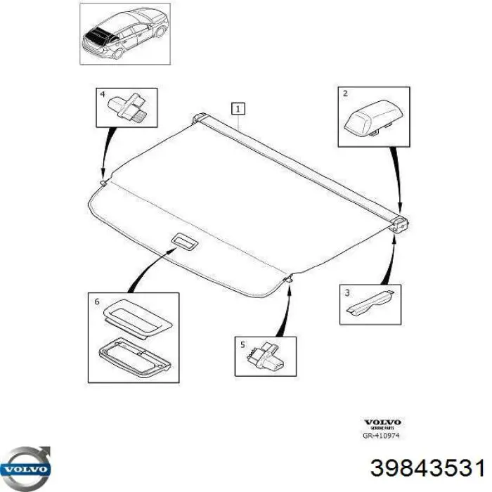 39843531 Volvo Cortina del compartimento de equipaje