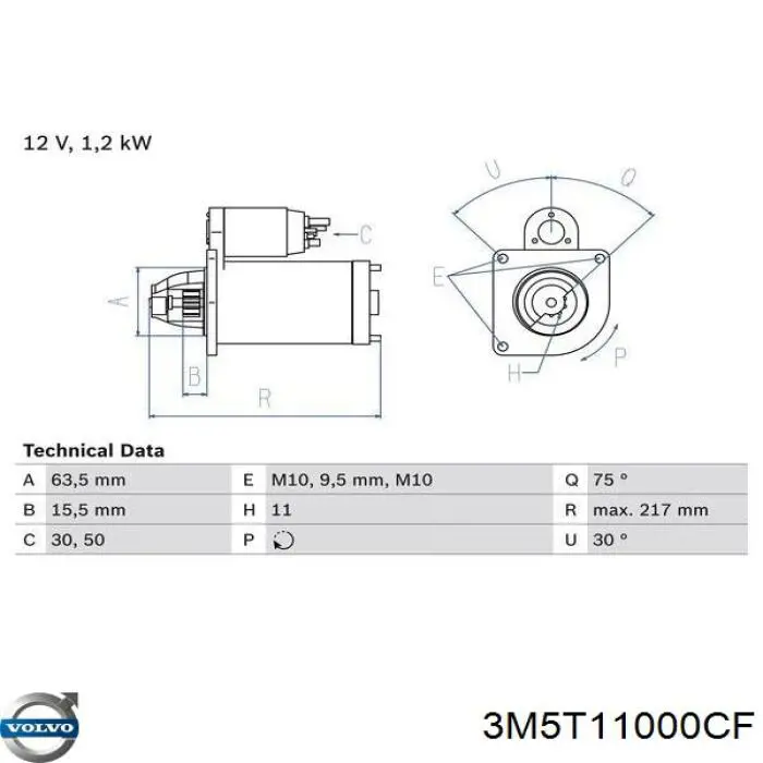 Comprar 3M5T11000CF Volvo Motores de arranque