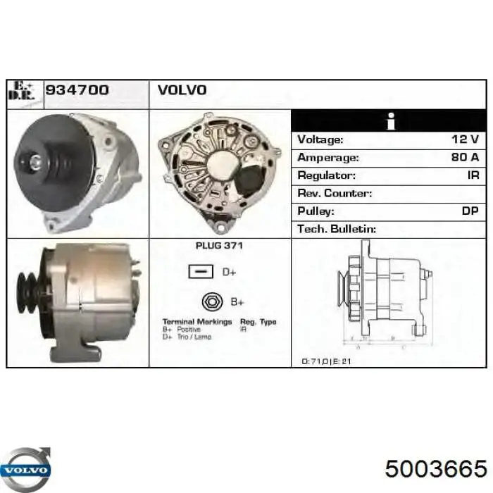 5003665 Volvo alternador