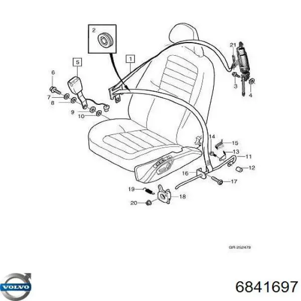Comprar 6841697 Volvo Palanca de bloqueo del cinturón de seguridad delantero