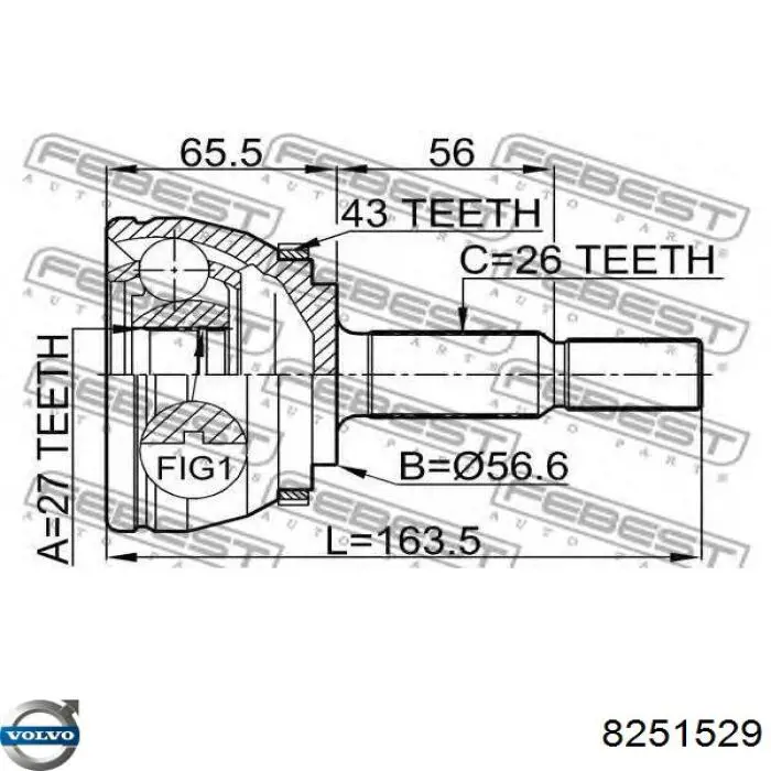 Semieje delantero izquierdo Volvo 8251529 precio, desde 88,64 EUR