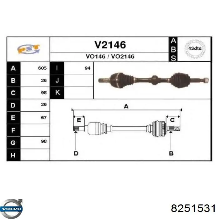Comprar 262064 GSP Semieje delantero izquierdo