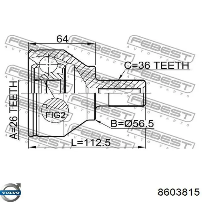 8603815 Volvo árbol de transmisión delantero derecho