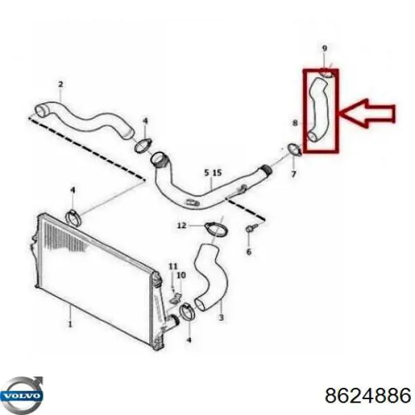 Manguera del intercooler Volvo 8624886 precio, desde 37,33 EUR