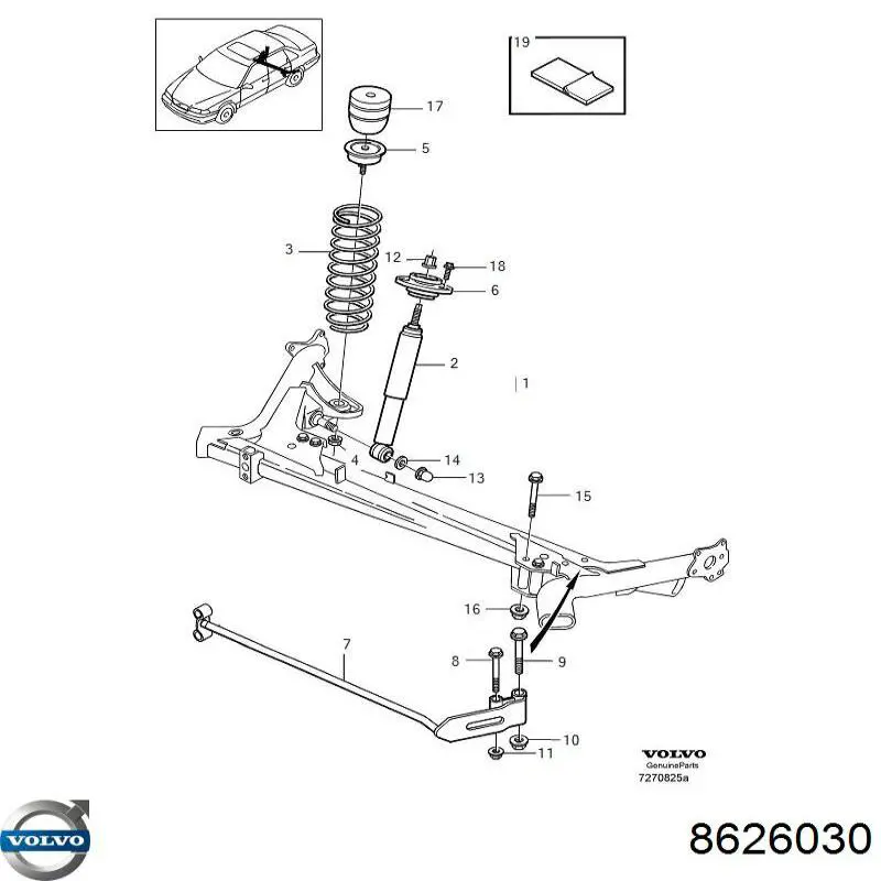 8626030 Volvo amortiguador trasero