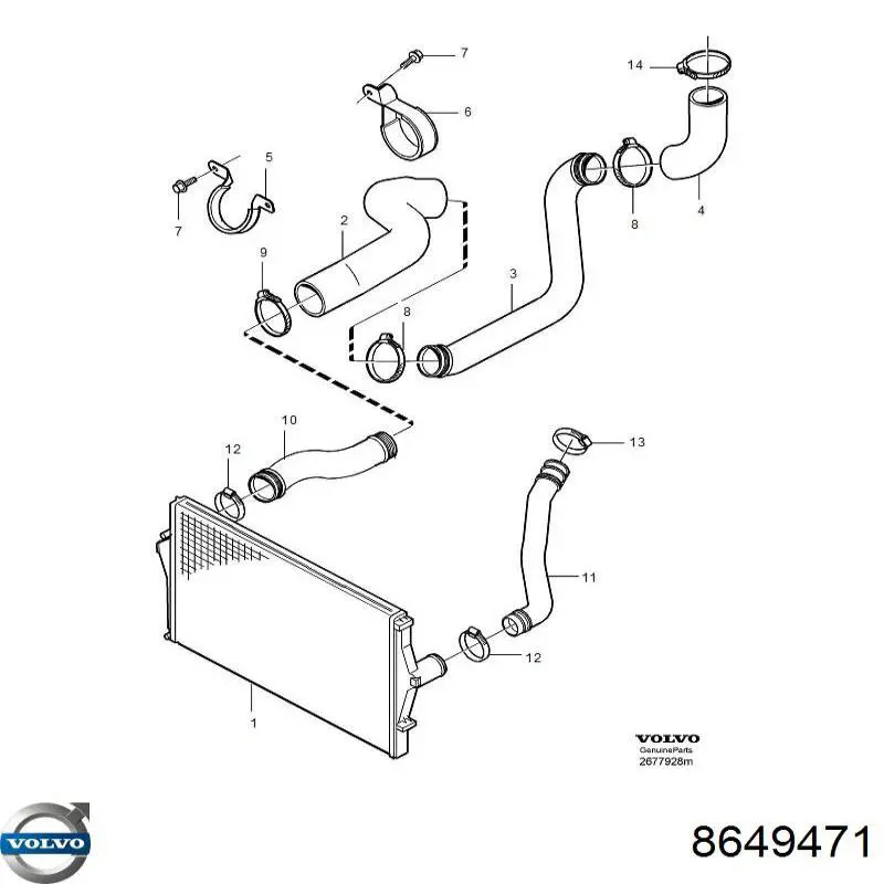 8649471 Volvo radiador de aire de admisión