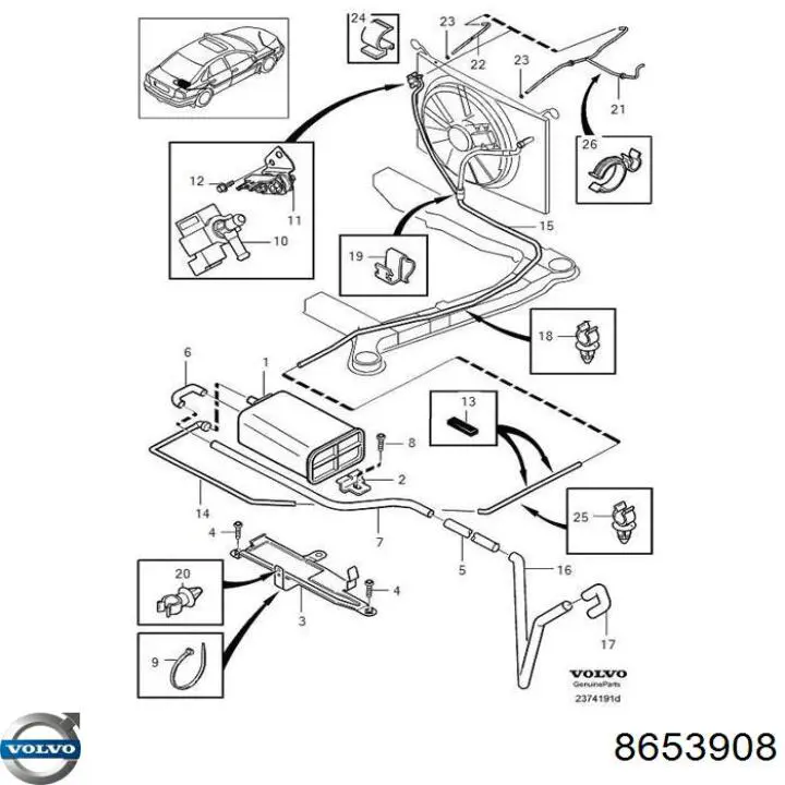 Comprar 8653908 Volvo Válvula de ventilación de gases del tanque de combustible