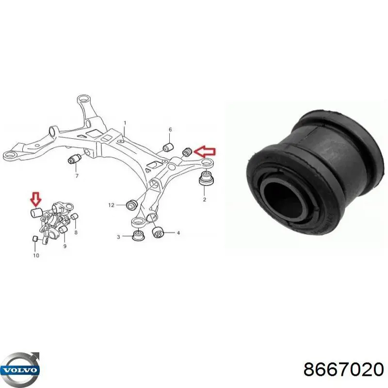 8667020 Volvo silentblock de mangueta trasera