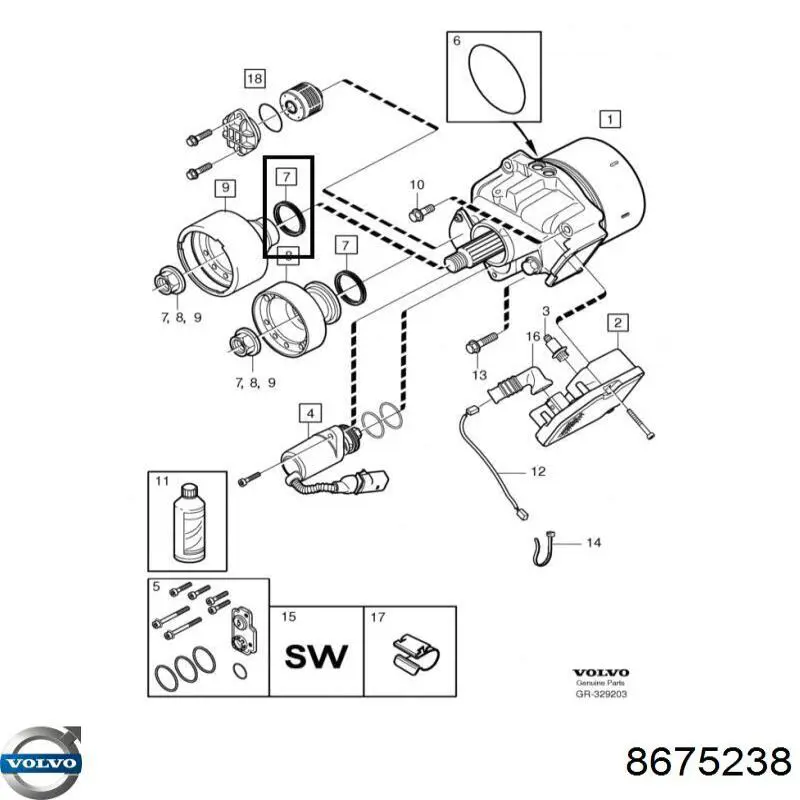 Comprar 8675238 Volvo Retén del piñón del diferencial trasero