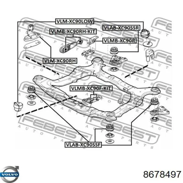 Buje silencioso del subchasis delantero Volvo 8678497 precio, desde 27,75 EUR