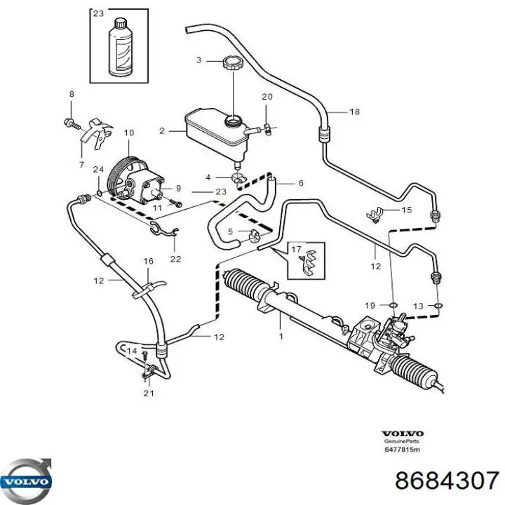 8684307 Volvo Cremallera caja de direccion