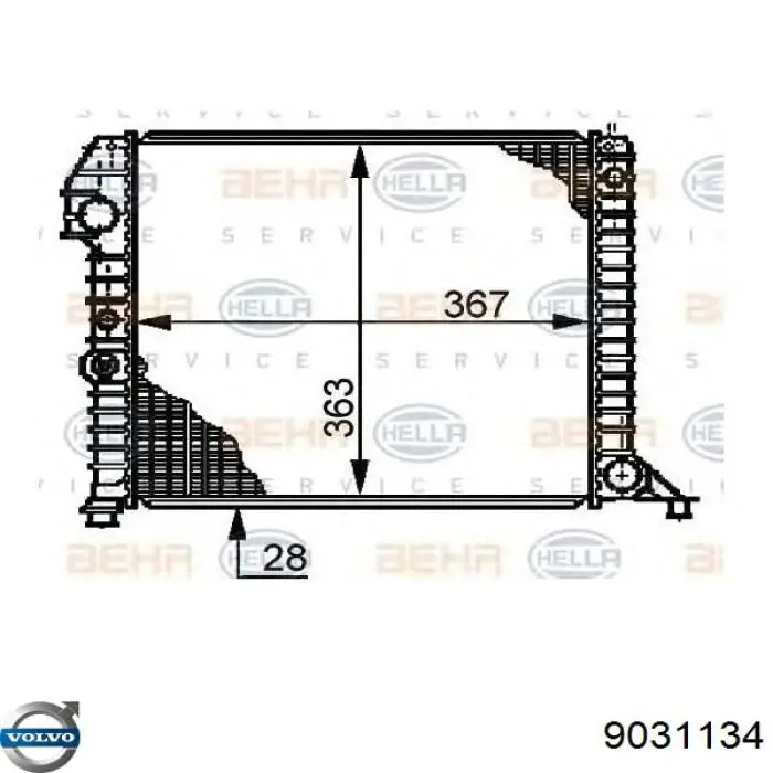 9031134 Volvo radiador refrigeración del motor