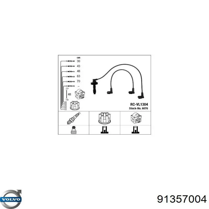 91357004 Volvo cables de bujías