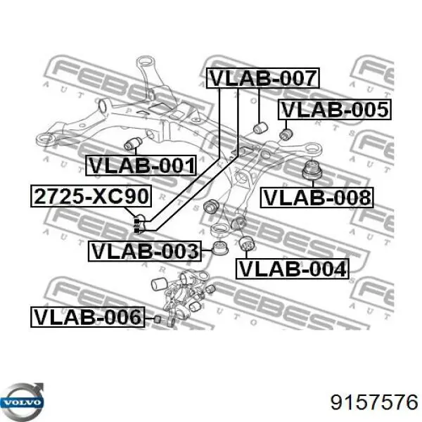 9157576 Volvo suspensión, cuerpo del eje trasero