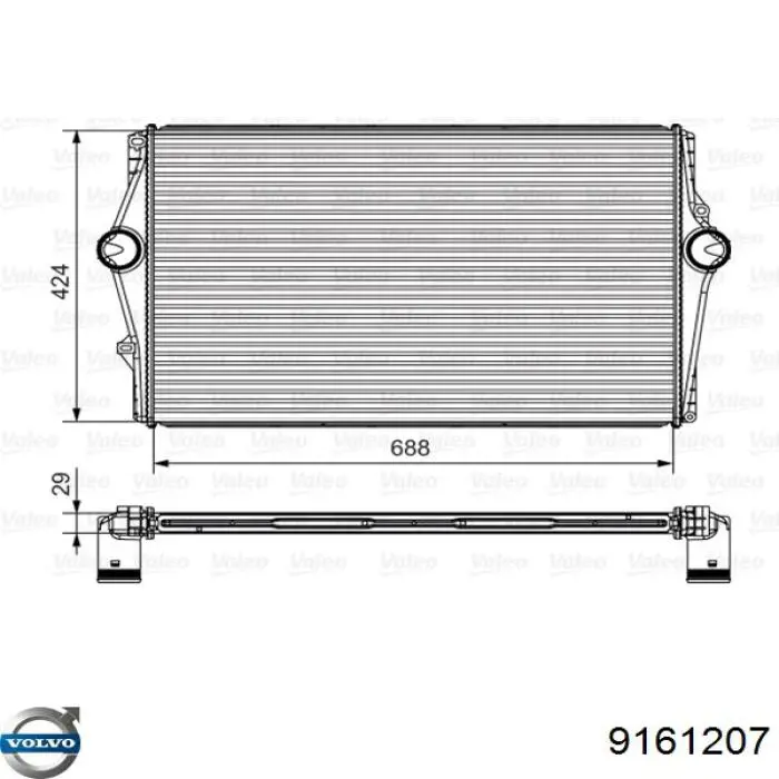 9161207 Volvo radiador de aire de admisión