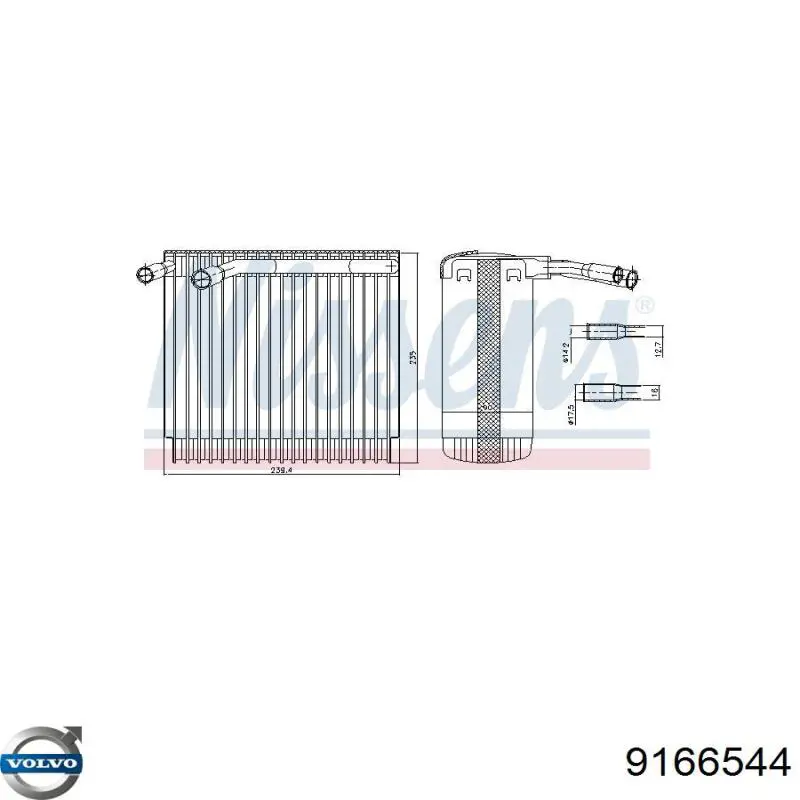 9166544 Volvo evaporador, aire acondicionado