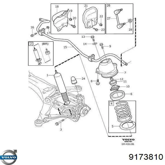 9173810 Volvo estabilizador trasero