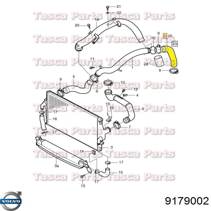 9179002 Volvo tubo flexible de aire de sobrealimentación superior derecho