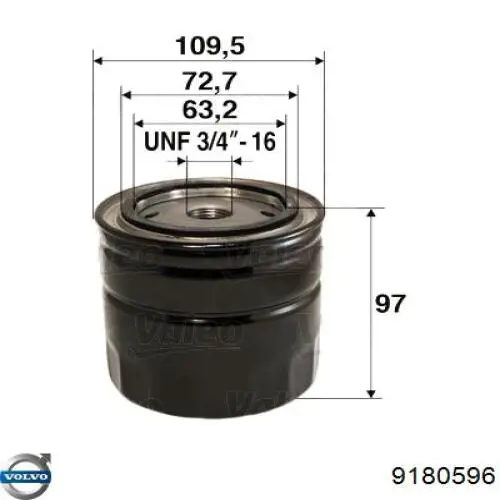 9180596 Volvo filtro de aceite