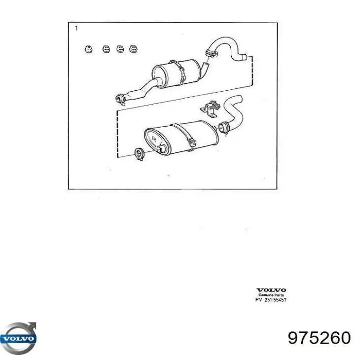 975260 Volvo abrazadera de silenciador trasera