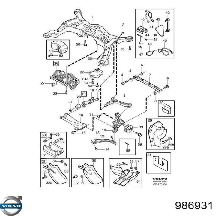 Comprar 986931 Volvo Perno de fijación del brazo de suspensión delantero superior