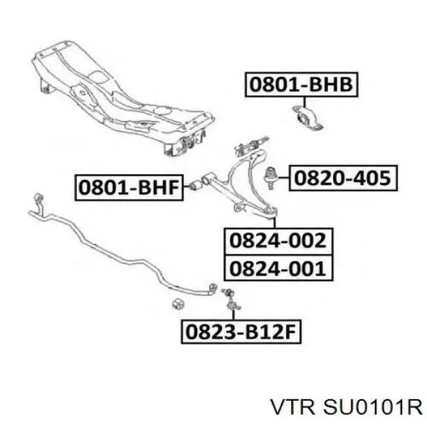 SU0101R VTR silentblock de suspensión delantero inferior