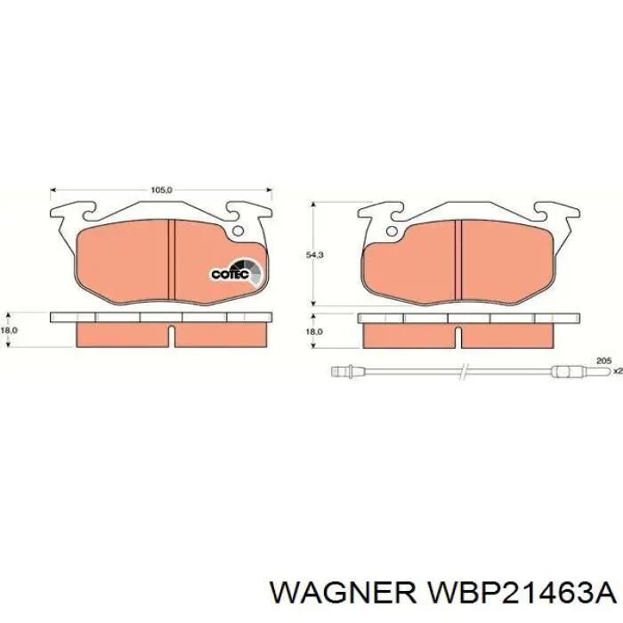 WBP21463A Wagner pastillas de freno delanteras
