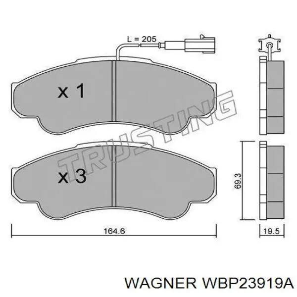 WBP23919A Wagner pastillas de freno delanteras