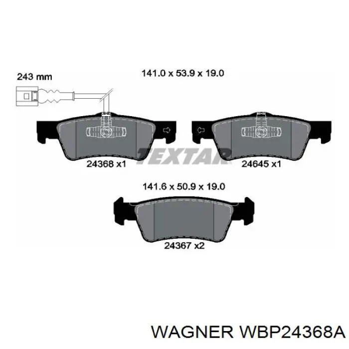 WBP24368A Wagner pastillas de freno traseras