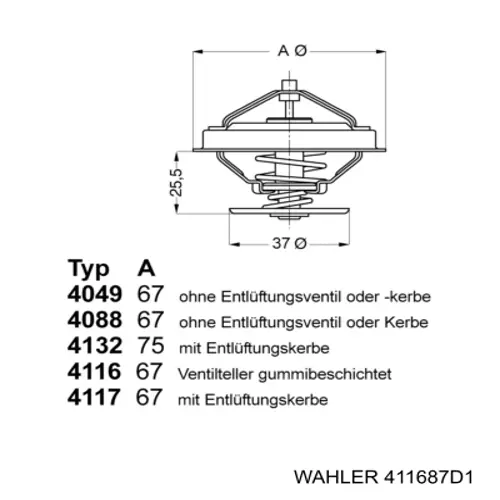 Termostato 411687D1 Wahler