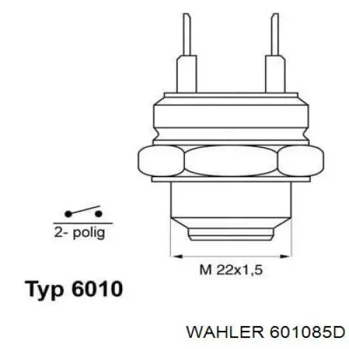 6010.85D Wahler sensor, temperatura del refrigerante (encendido el ventilador del radiador)