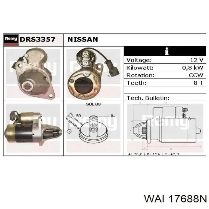 17688N WAI motor de arranque