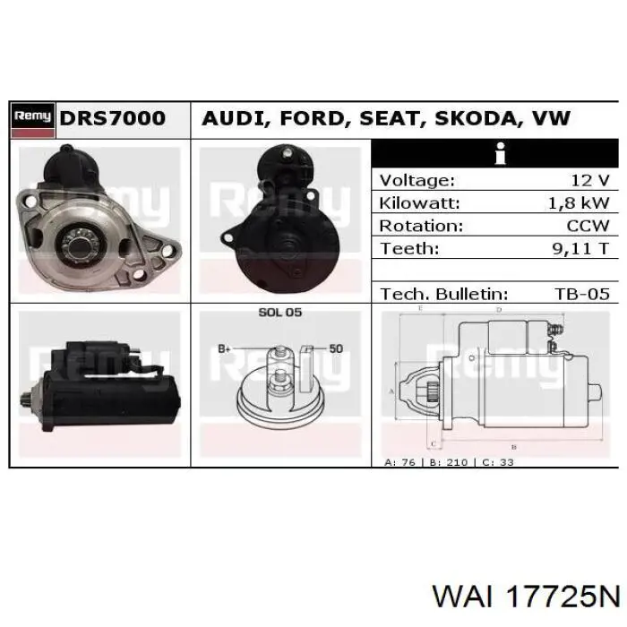 Comprar D7RS29 VAG Motores de arranque