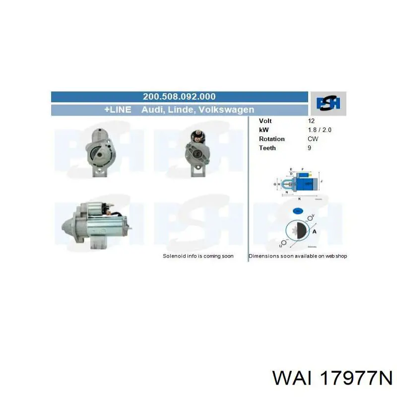 Comprar 0001110122 VAG Motores de arranque