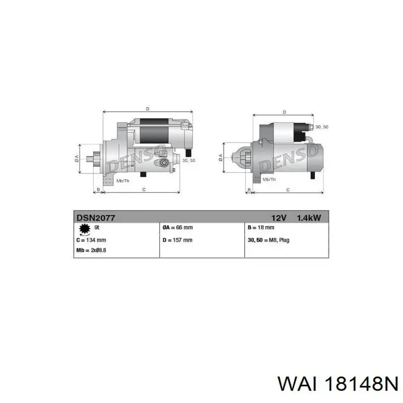 18148N WAI motor de arranque