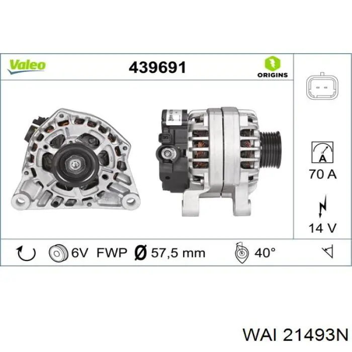 Alternador 21493N WAI