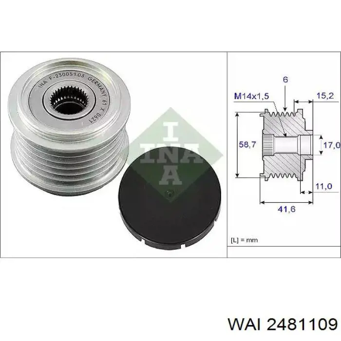 Polea alternador 231502W200A Nissan/Infiniti