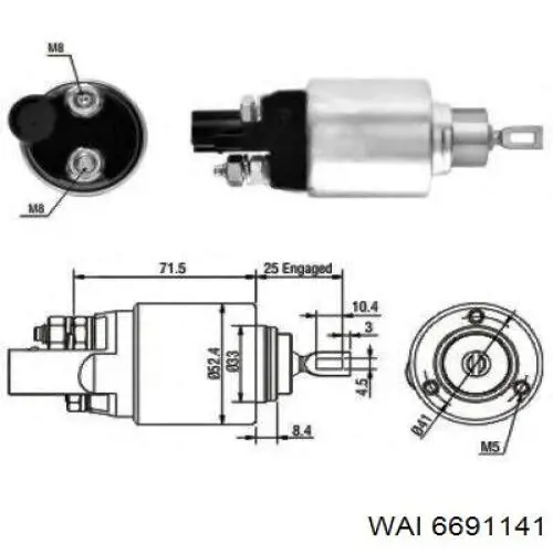 66-91141 WAI interruptor magnético, estárter