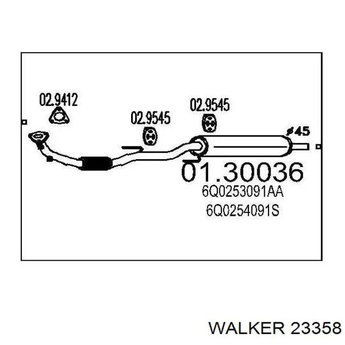 Comprar 6R0253059CJ VAG Tubo de admisión del silenciador de escape delantero