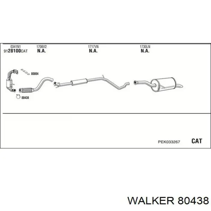 80438 Walker Abrazadera delantera del silenciador