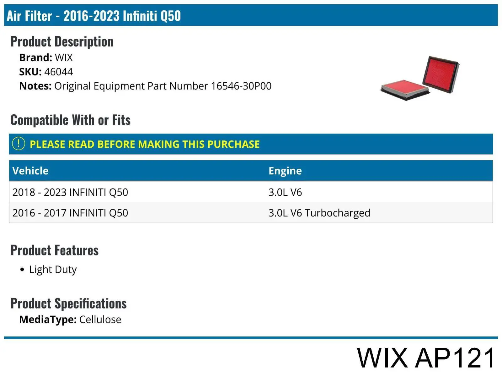 El filtro de aire WIX AP121 precio, desde 8,31 EUR