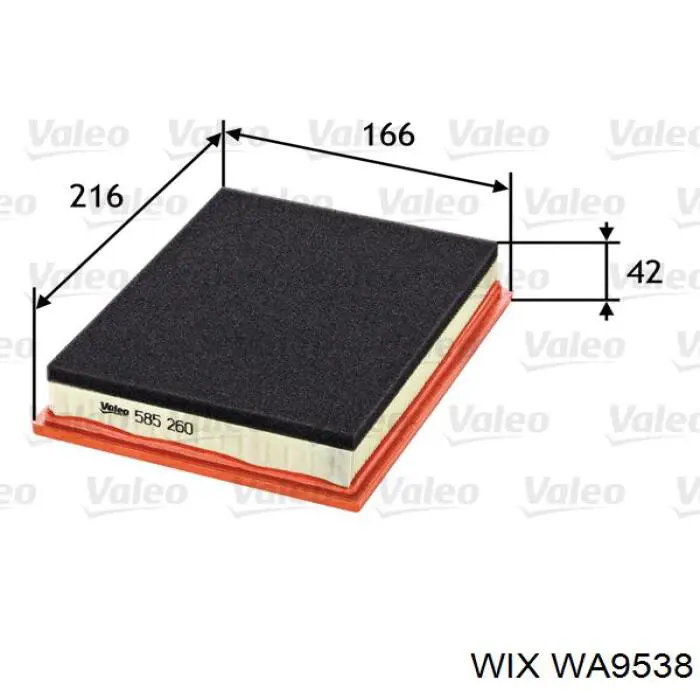 WA9538 WIX filtro de aire