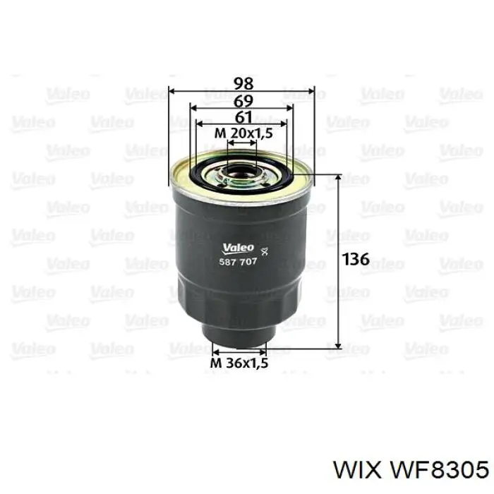 WF8305 WIX filtro de combustible